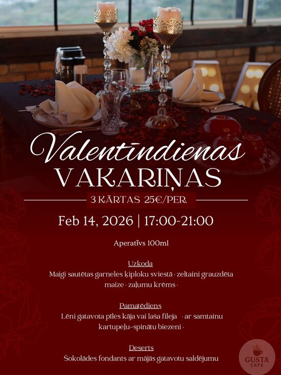 Valentīndienas vakariņas Kalvenē